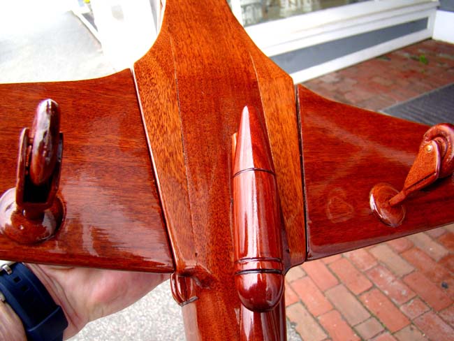 A beautiful carved mahogany depiction of a World War II fighter plane, possibly a Grumman Hellcat F6F — image 5